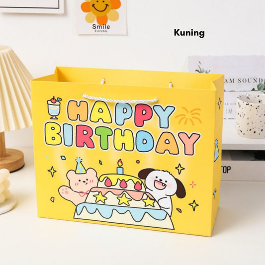 Pekanbaru Paper Bag Happy Birthday Motif Ultah Tas Kado Aesthetic Tali Atas Souvenir Printing
