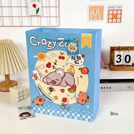 Pekanbaru Paper Bag Crazy Zoo Capybara Koala Panda Tas Kado Goodie Bag Kartun Tali Atas Souvenir