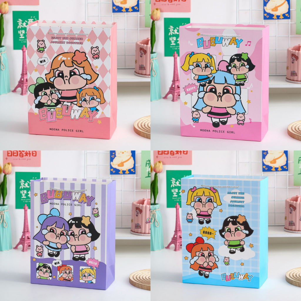 Pekanbaru Paper Bag Labubu Monster Bubuway Moena Police Girl Goodie Bag Tas Kado Unik Aesthetic