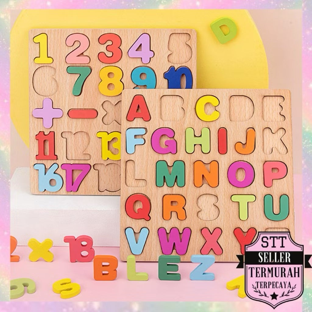 Pekanbaru Puzzle Anak Mainan Edukasi Anak Bayi Perempuan Laki ABC/Nomor/Grafis Edukasi Puzzles Wooden Puzzle Kayu Melatih Kecerdasan Puzzle