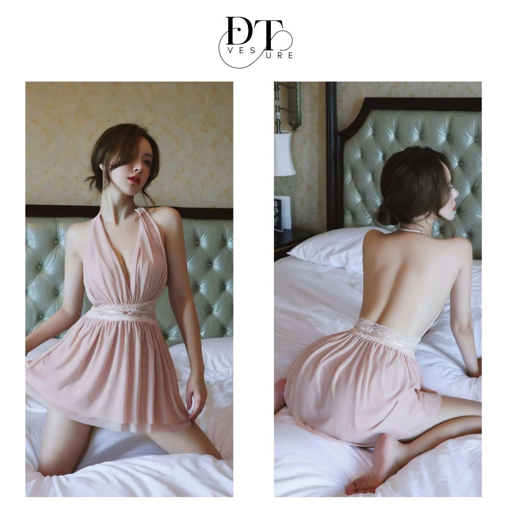 Pekanbaru Lingerie Dress Set D-150 Halter Neck Baju Tidur Dinas Wanita Dewasa