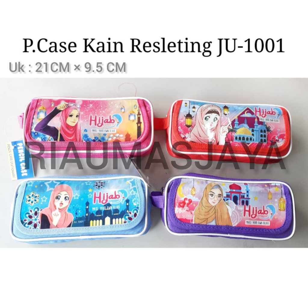 Pekanbaru Pensil Case Kain Zipper Motif Hijab Ju 1001/ Tempat Pensil Kain Murah