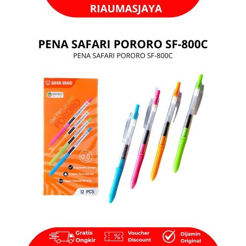 Pekanbaru Bolpoin Gel / Pena Pororo Safari 0.5Mm Hitam
