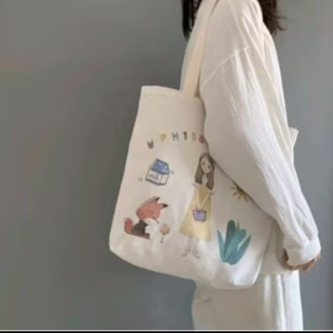 Pekanbaru Tote Bag Wanita Simple Tote bag Printing Motif Aesthethic Tote Bag Canvas Resleting Full Colour Tas Sekolah Kuliah