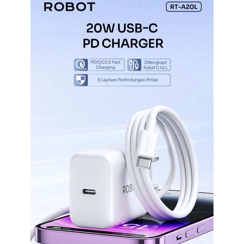 Pekanbaru Robot Rt-A20C / Rt-A20L Adapter Charger Type C / Lightning Fast Charger Suit 20W With Kabel