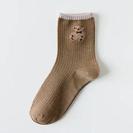 Pekanbaru Kaos Kaki Teddy Bear Panjang Coklat Hitam Panjang Women Socks Import Kaos Kaki Beruang Berkualitas Korean Style