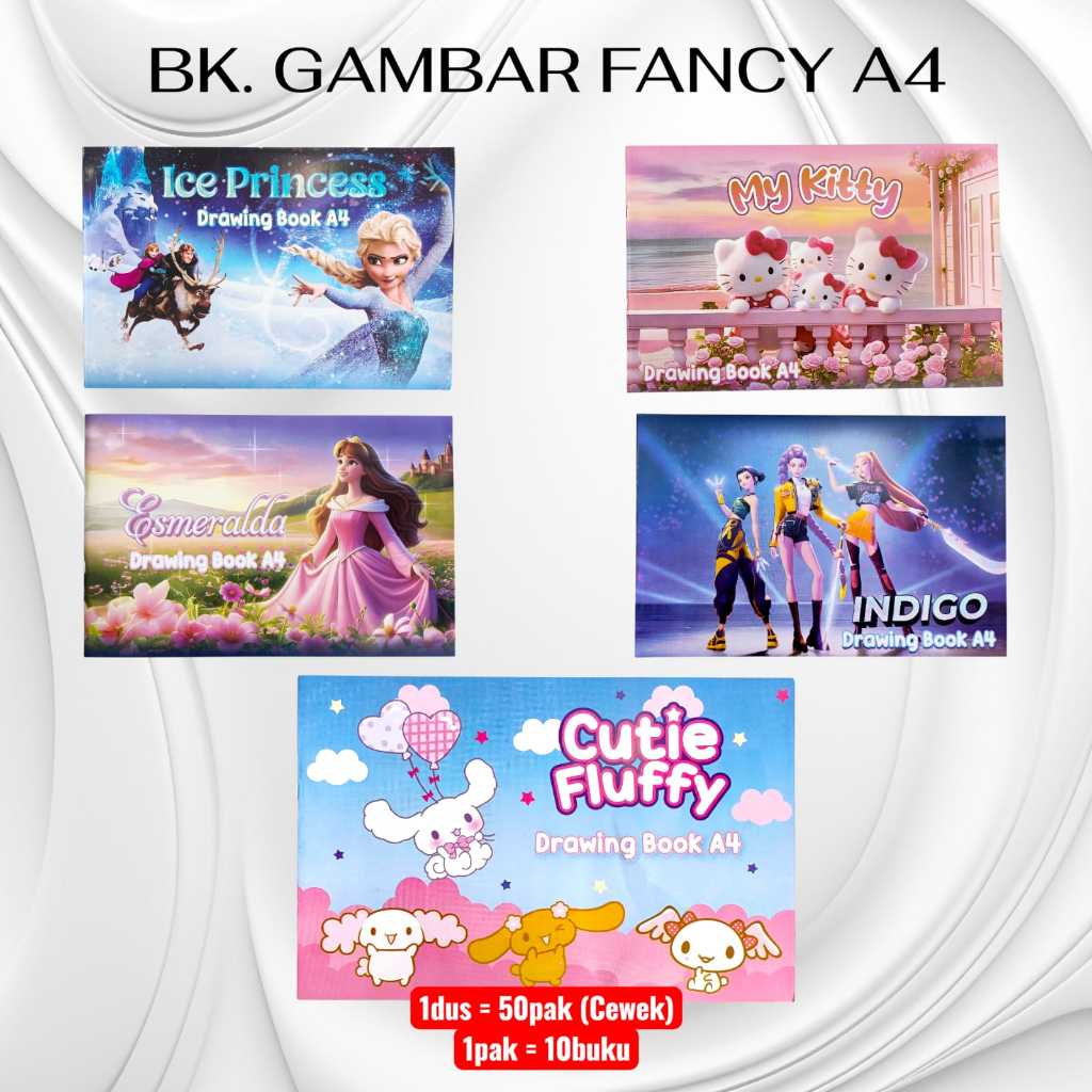 Pekanbaru Buku Gambar Fancy A4 Karakter Murah Cover Lucu & Menarik Kertas Halus Ideal Untuk Anak Sekolah Menggambar Mewarnai