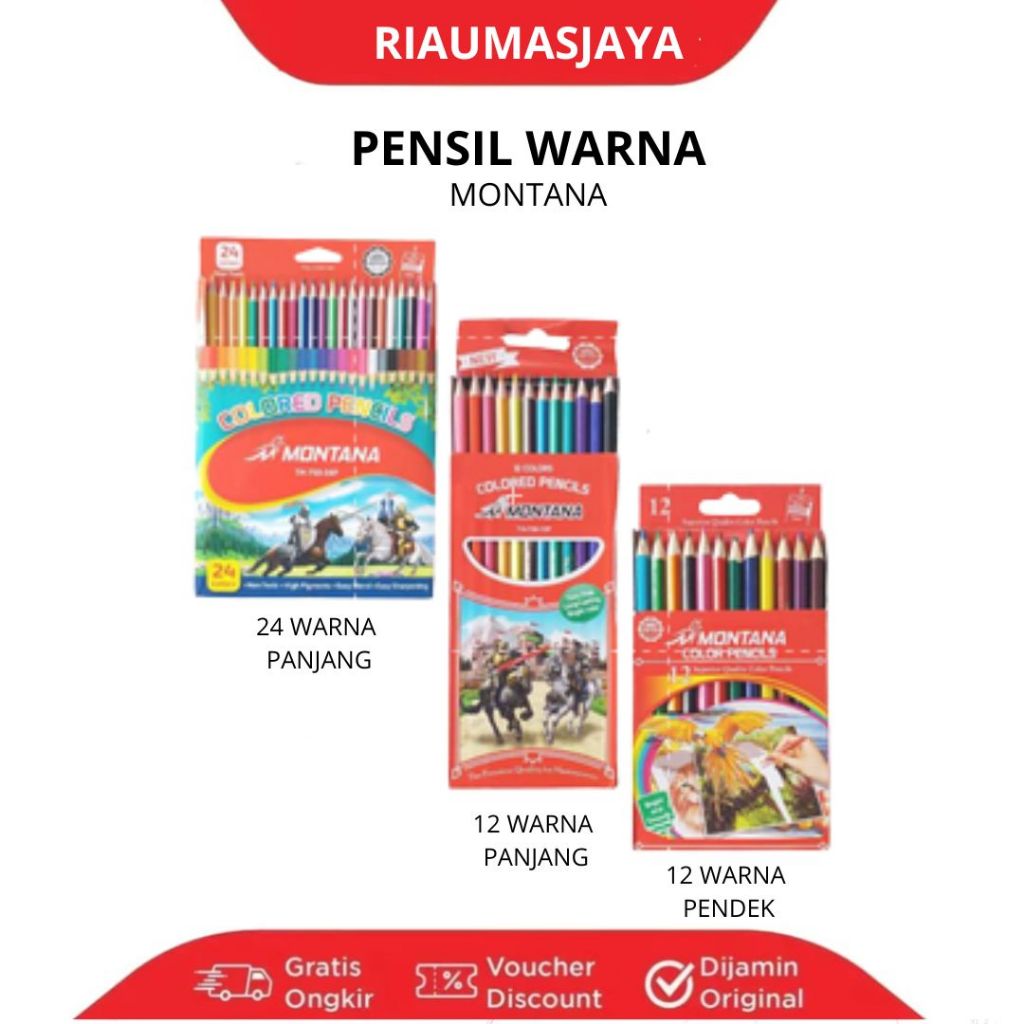 Pekanbaru Pensil 12 & 24 Warna Panjang & Pendek Montana