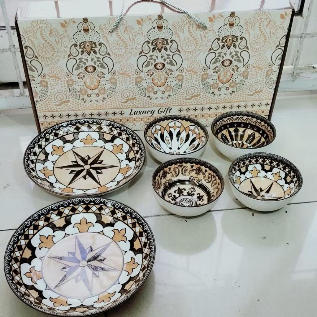 Pekanbaru Mangkok Set Premium Box Hampers Kemasan Souvenir Mangkok Set Premium isi 4 Bowl 2 Piring & Sumpit Hampers Wedding Pernikahan