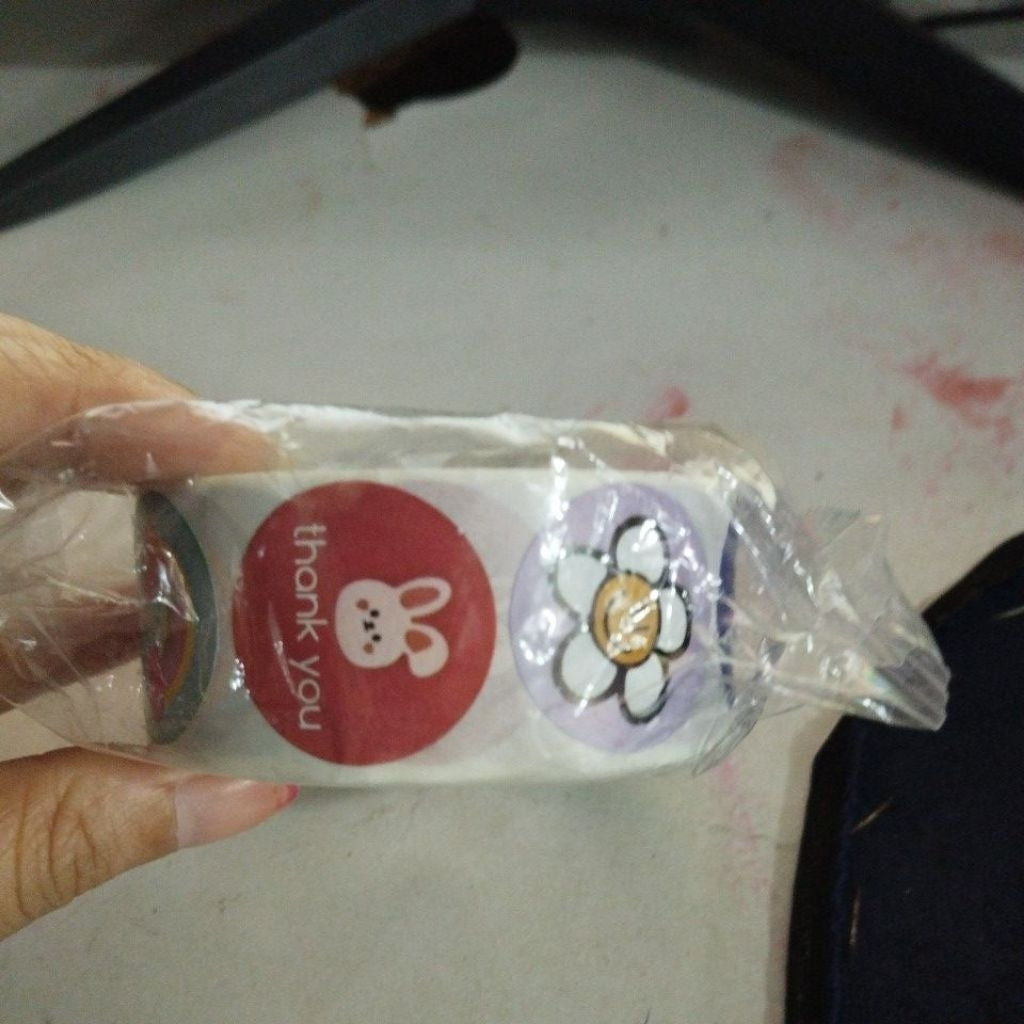 Pekanbaru 1 ROLL Stiker Label Thank You (500 Pcs) Sticker Ucapan Bulat Tempel Label Colorfull 2,5 cm
