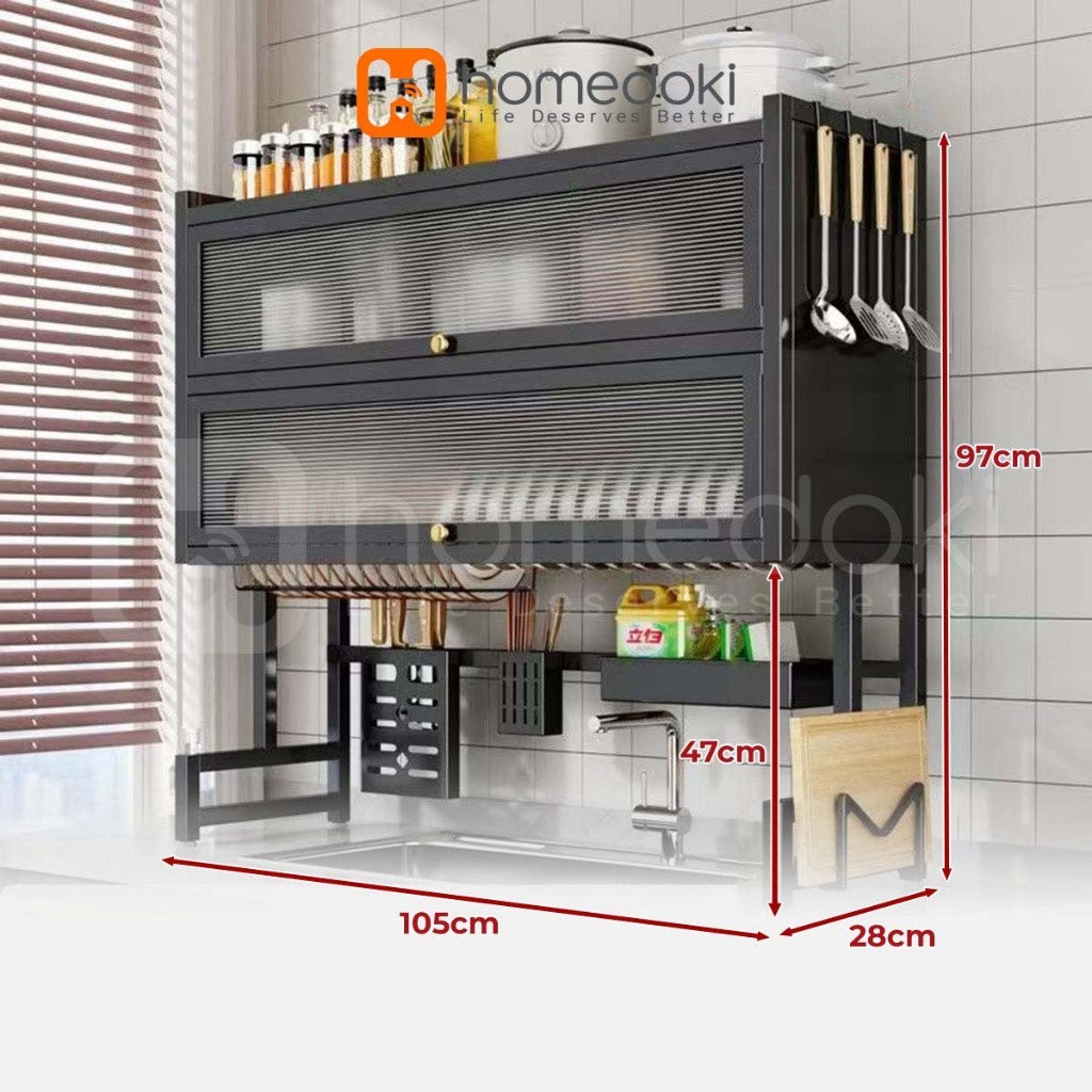 Pekanbaru Homedoki Rak Piring Wastafel / Rak Wastafel Dapur / Rak Di Atas Wastafel / Rak Piring Besi Dapur / Rak Penyimpanan Piring
