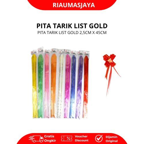 Pekanbaru Vis-1 Pita Tarik 2,5 Cm X 45 Cm List Gold 6030