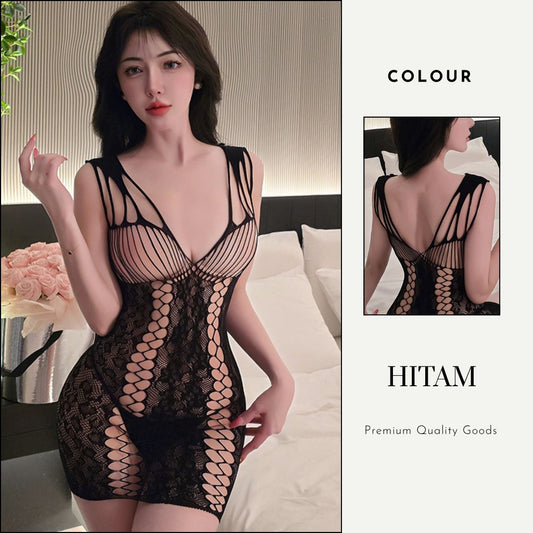 Pekanbaru Lingerie Dress Bodysuit D 184 One Piece Tanpa Lepas Pasang Pakaian Jala Transparan