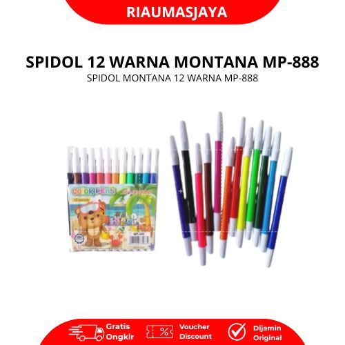 Pekanbaru Spidol 12 Warna Montana Mp-888