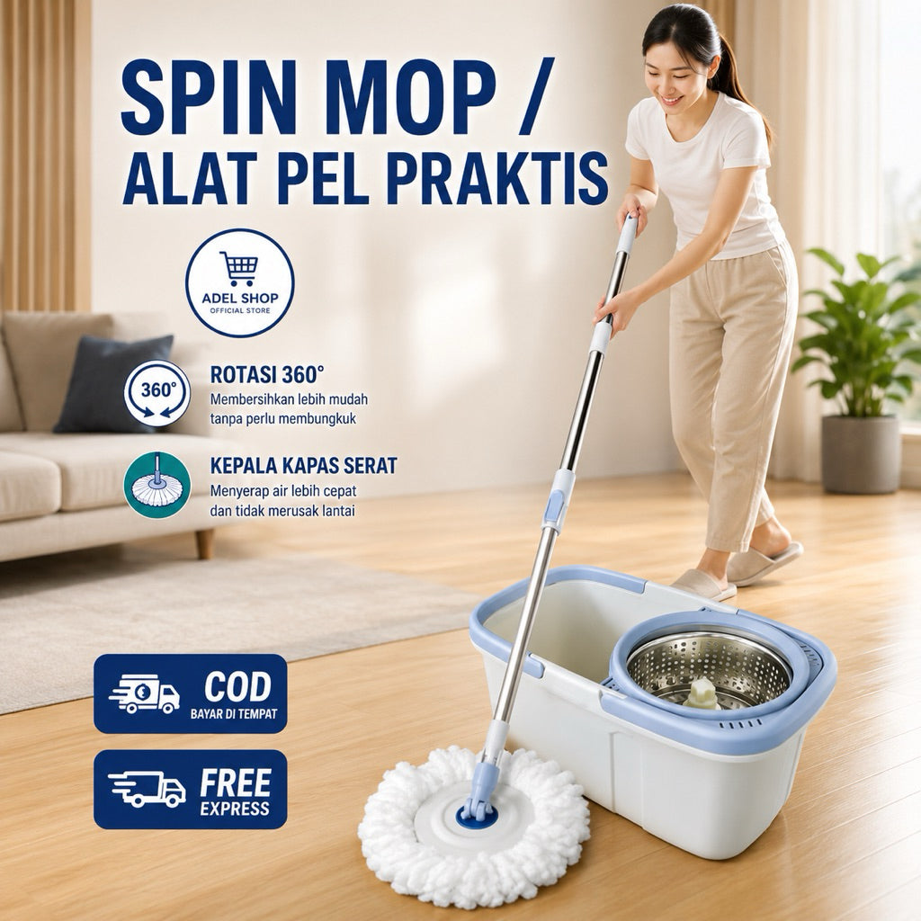 Pekanbaru Alat Pel Lantai Praktis Tanpa Peresspin Mop 360 Ember Pengering Stainlees Spin Mop