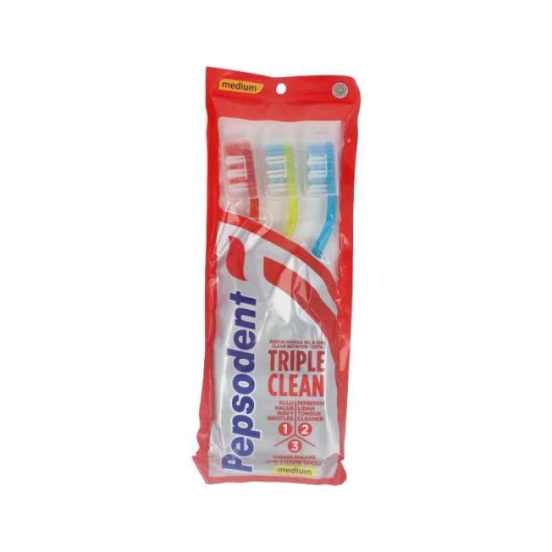 Pekanbaru Pepsodent Tooth Brush Triple Clean Med 3 Pcs
