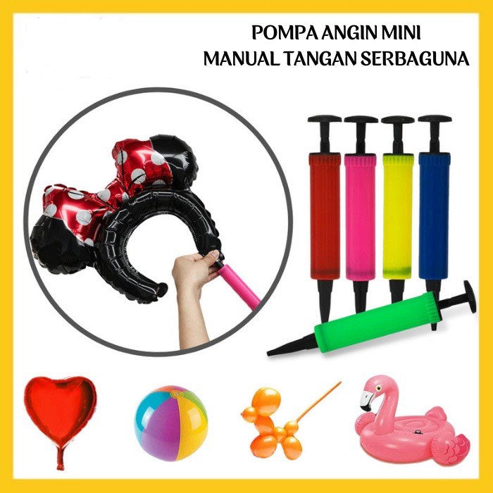 Pekanbaru HR- Pompa Angin Mini Manual Tangan Pompa Balon Pelampung Renang Ban Hand Pump Serbaguna
