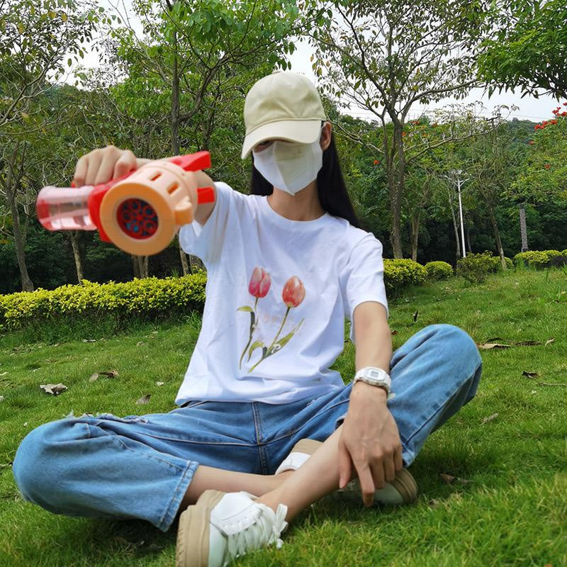 Pekanbaru Kaos Sablon Bunga Polos Beautiful Tulip Hitam Putih Pink Tulip Flower Berkualitas T-shirt Couple Unisex Korean Style