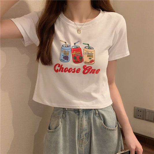 Pekanbaru Crop Top Fruit Soda Drink Choose One Hitam Putih Abu Sablon Colorful Berkualitas Simple Elegan Atasan Kaos Crop Unik Aesthetic Motif Minuman Kaleng Buah Grape Pineapple Cherry Korean Style