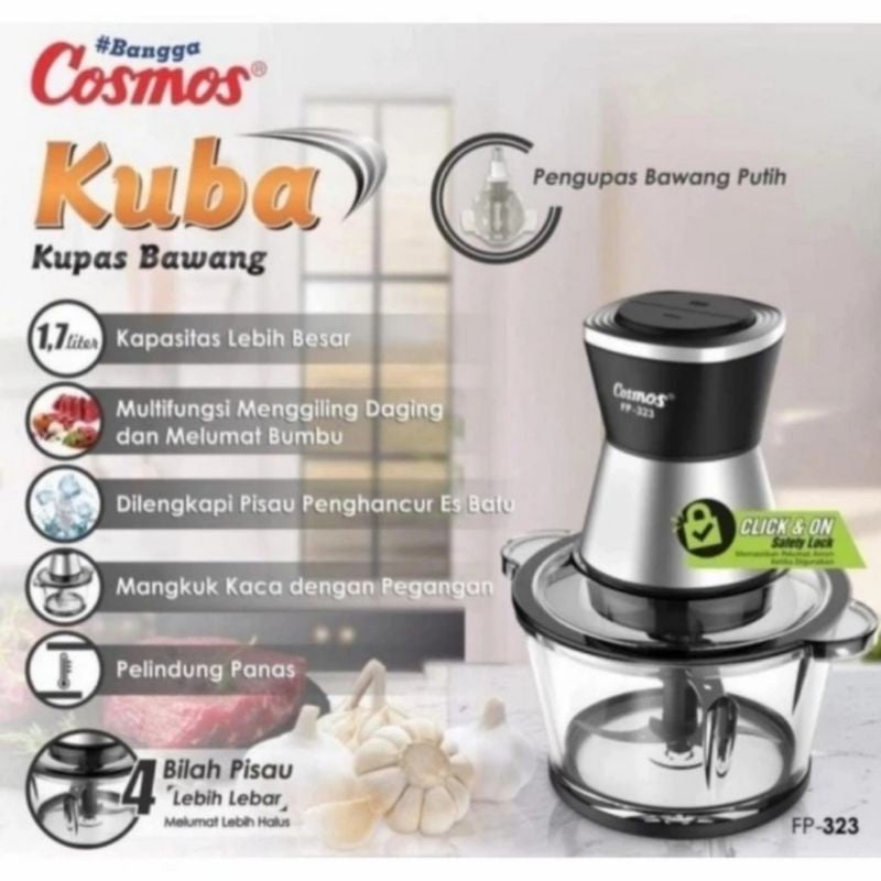 Pekanbaru Cosmos Chopper Fp 323 / Fp 32 + Pengupas Bawang ( Kaca 1.7 Liter)
