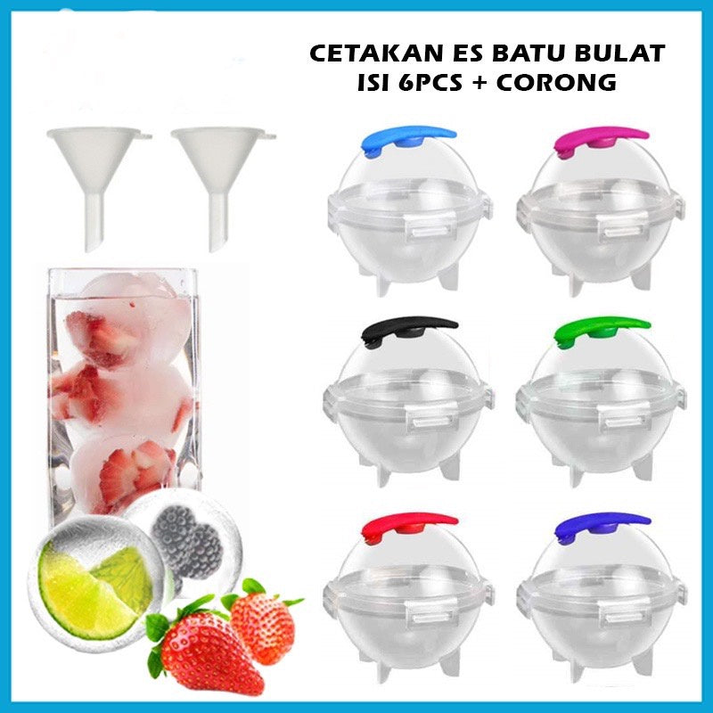 Pekanbaru HR- Cetakan Es Batu Model Bulat Jumbo 5cm / Tempat Cetak Puding Agar Jelly Cokelat Gelatin / Ice Mold Bentuk Bola Cristal / Round Ball Ice Maker Baki Freezer Bar Pesta Kristal