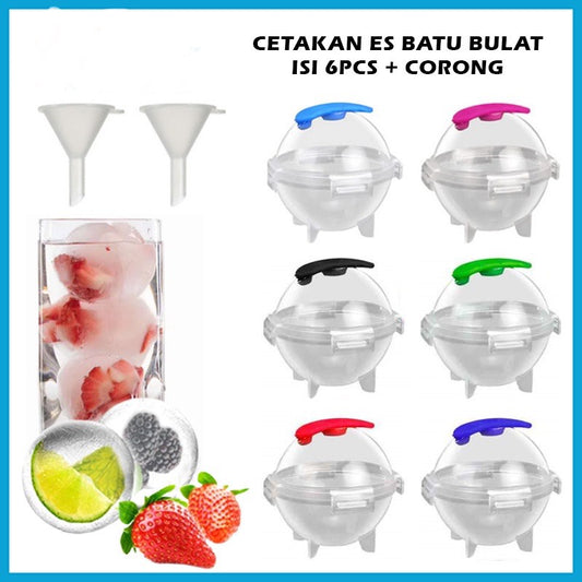 Pekanbaru HR- Cetakan Es Batu Model Bulat Jumbo 5cm / Tempat Cetak Puding Agar Jelly Cokelat Gelatin / Ice Mold Bentuk Bola Cristal / Round Ball Ice Maker Baki Freezer Bar Pesta Kristal
