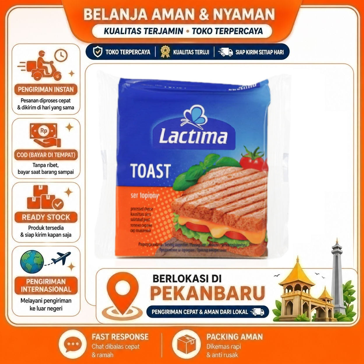 Pekanbaru 130 gr Lactima Toast Processed Cheese Slice Lembaran Keju Olahan Bahan Makanan Roti