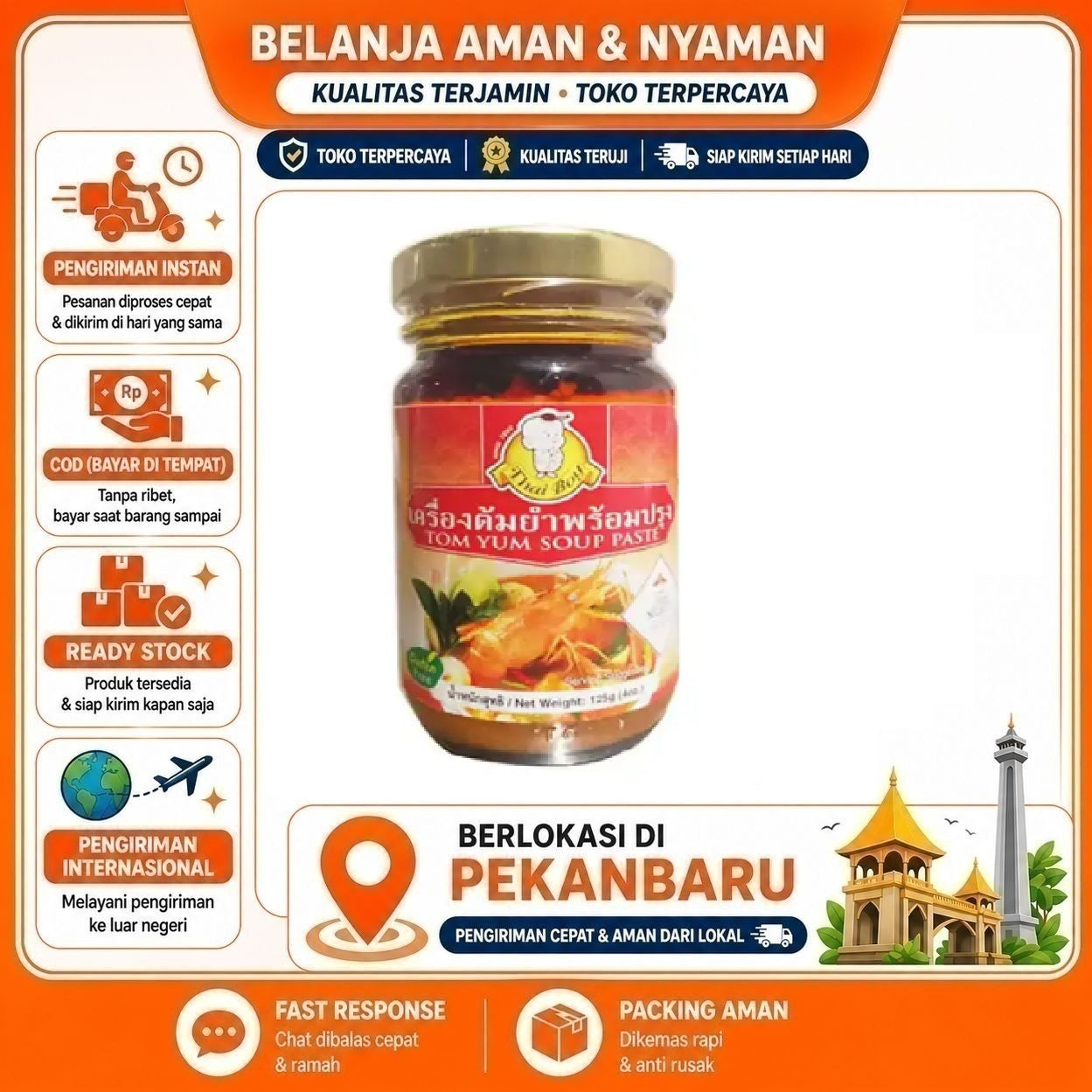 Pekanbaru 125 Gram Thai boy Tom Yum Soup Paste Bumbu Masak Instan Tomyum Tomyam Seasoning 125g