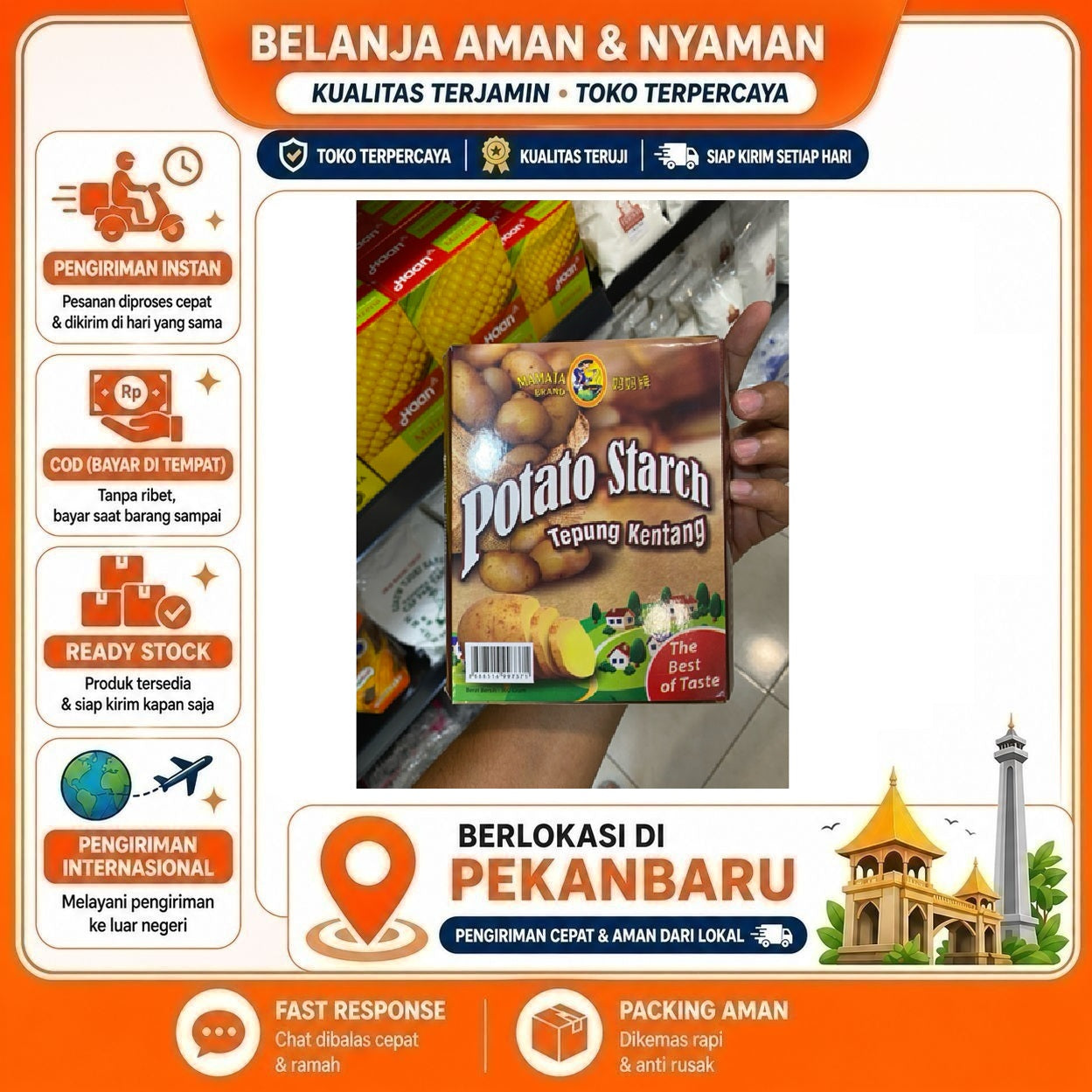 Pekanbaru 300 Gram Mamata Brand Potato Starch Tepung Kentang Halal Bahan Makanan Kue Cake Food