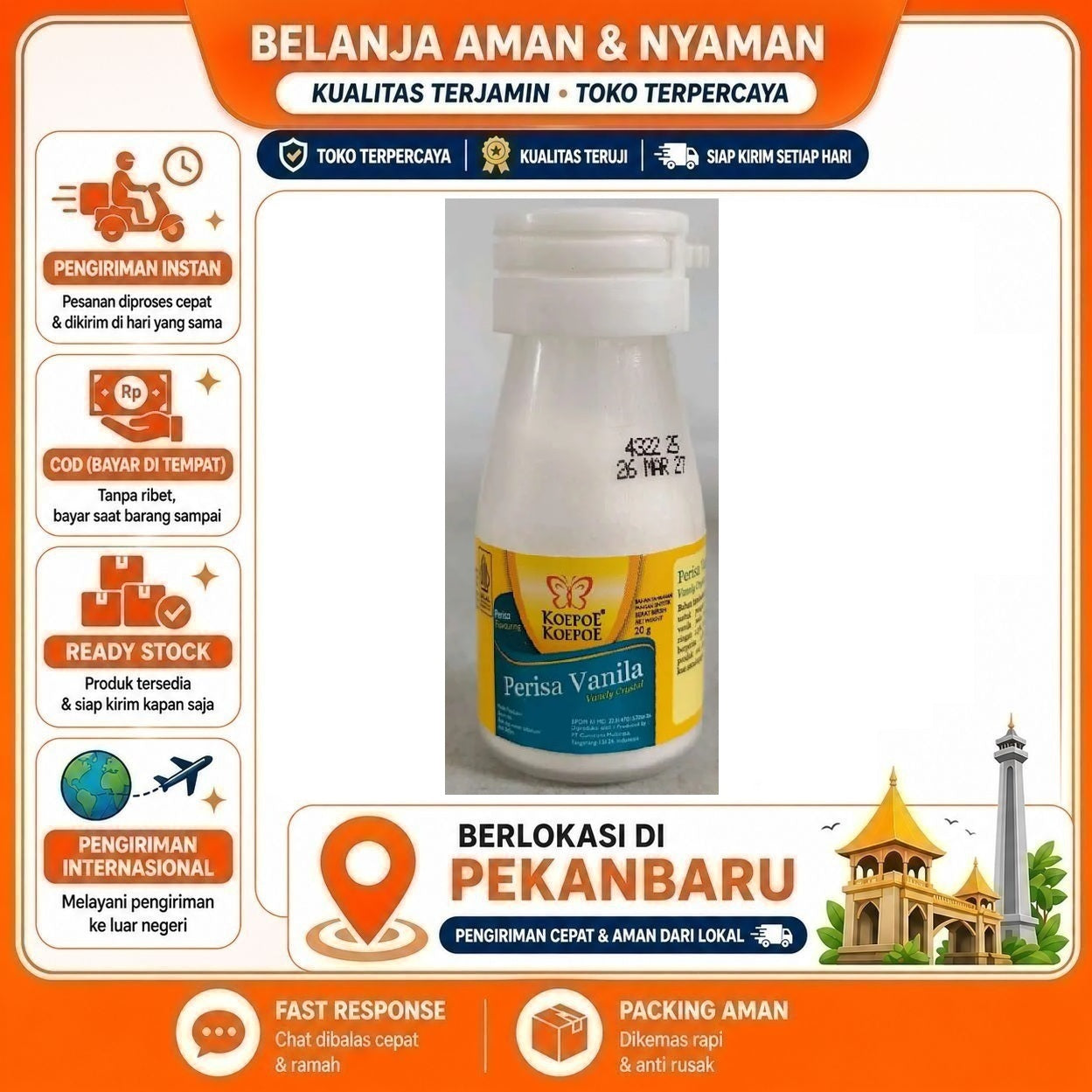 Pekanbaru 20 gr Koepoe Koepoe Perisa Vanila Vanilla Vanely Crystal Bahan Kue Baking Mix Halal