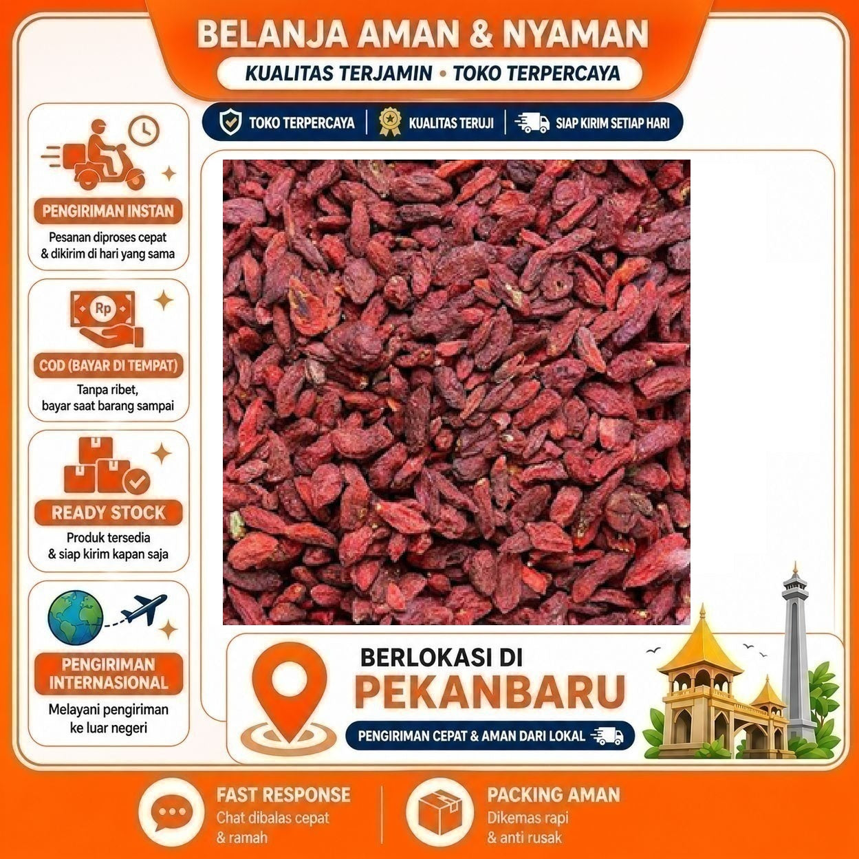Pekanbaru Goji Berry Kering 50 gr - Kandungan Nutrisi Tinggi, Antioksidan Alami, Makanan Sehat