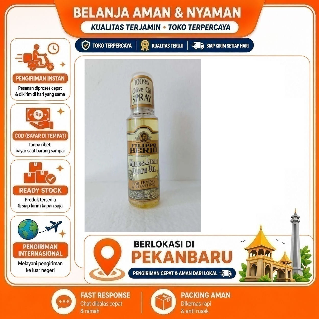 Pekanbaru 200ml Filippo Berio Mild & Light Olive Oil Spray For Frying & Roasting Minyak Zaitun