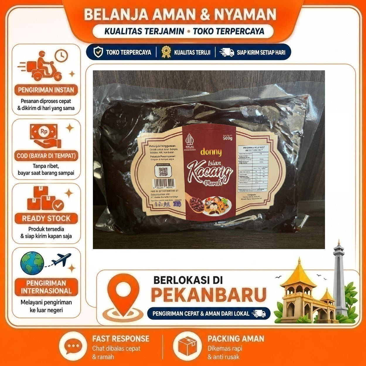 Pekanbaru 500 Gram Donny Isian Kacang Merah Untuk Roti Pao Kue Moon Cake Red Bean Filling 500g
