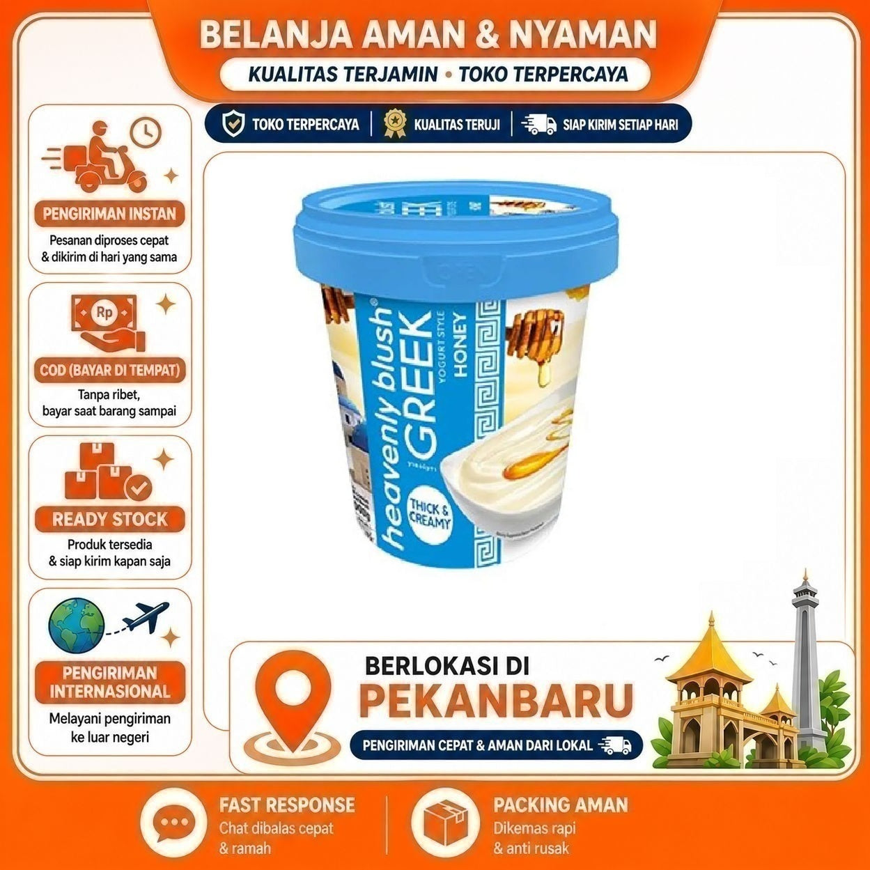 Pekanbaru 1 kg Heavenly Blush Greek Yogurt Honey Yoghurt Rasa Madu Tinggi Protein, Lembut Enak
