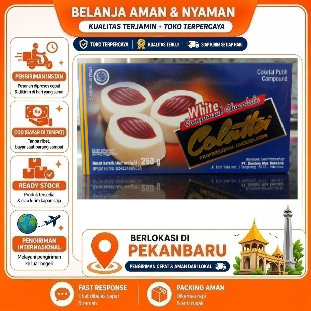 Pekanbaru 250 Gram Colatta White Compound Chocolate Cokelat Putih Coklat Batang Lembut Halal