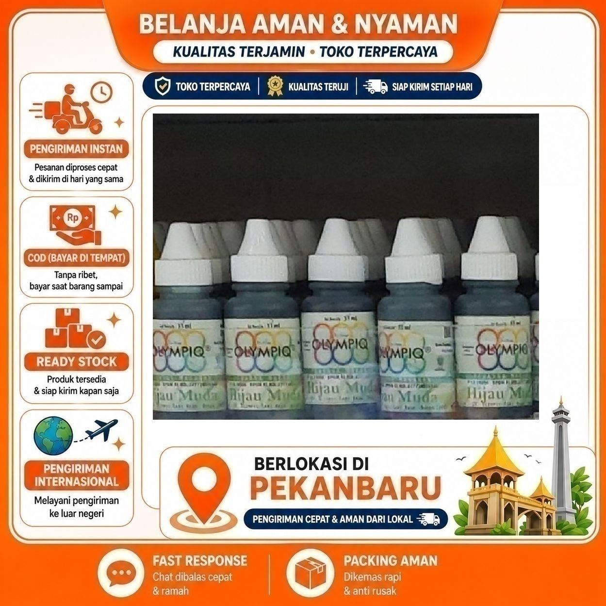 Pekanbaru 33ml Olympiq Warna Hijau Muda Green Bahan Tambahan Pangan Campuran Pewarna Makanan