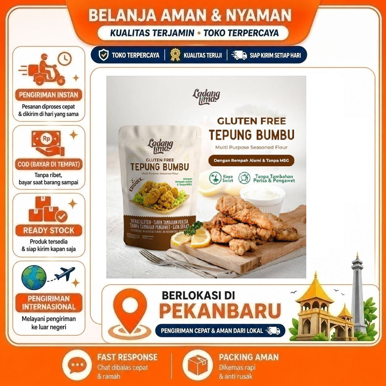 Pekanbaru 150 Gram Ladang Lima Tepung Bumbu Serbaguna Bebas Gluten Free Seasoned Flour Halal