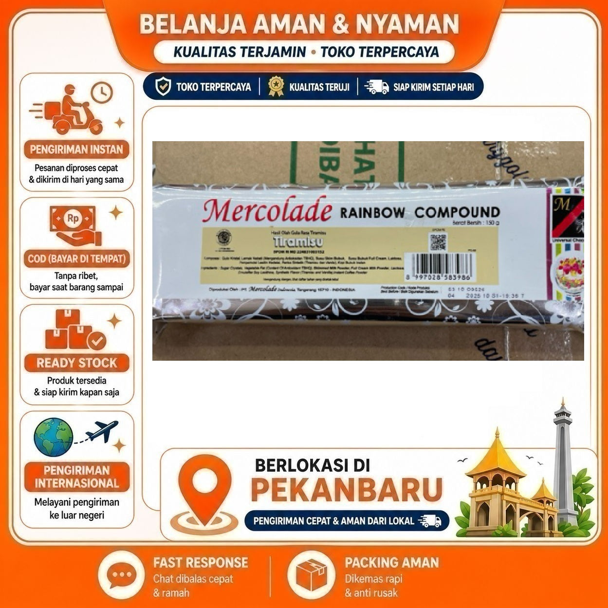 Pekanbaru 150 Gram Mercolade Tiramisu Rainbow Compound Bahan Dekorasi Kue Baking Cake Halal