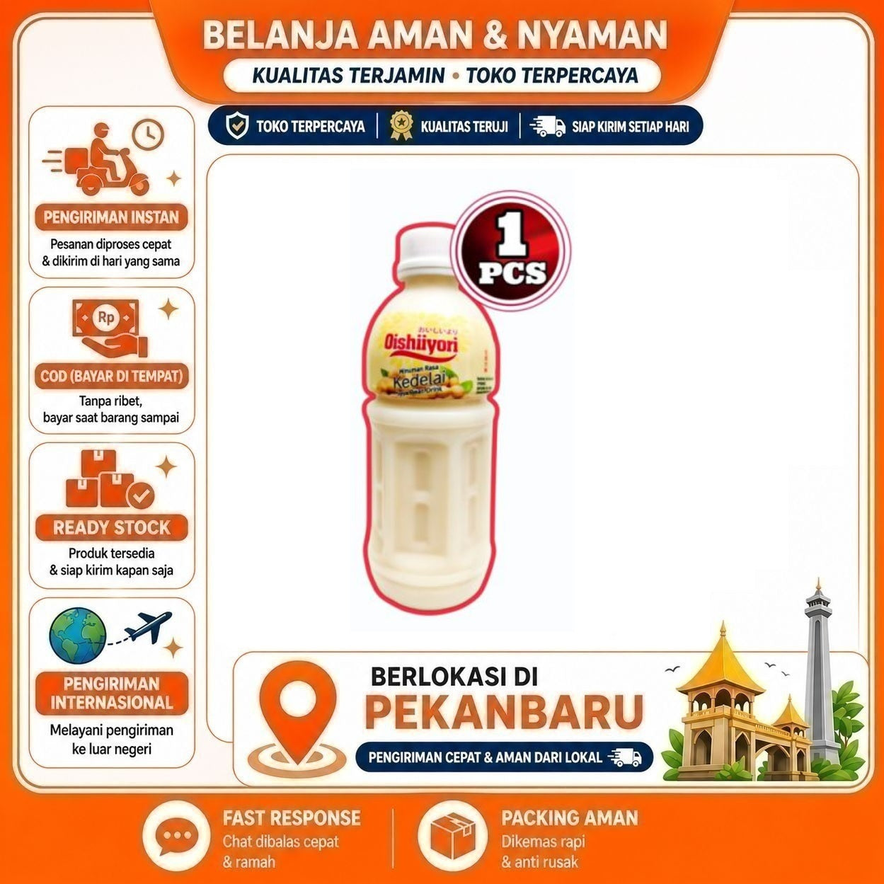 Pekanbaru 310ml Oishiiyori Soybean Milk Beverage Drink Minuman Nabati Susu Kacang Kedelai