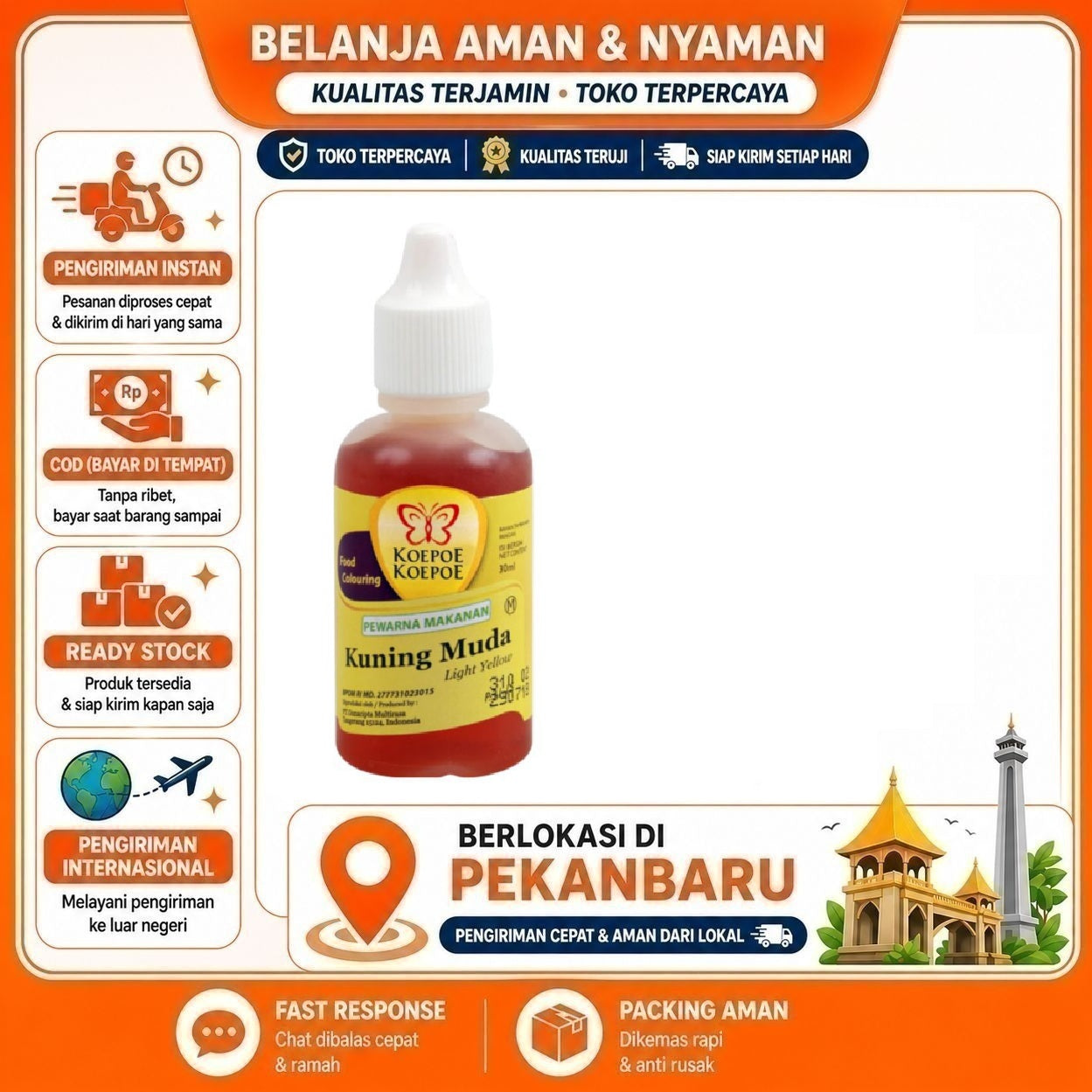 Pekanbaru 30ml Koepoe Koepoe Pewarna Makanan Kuning Muda Light Yellow Food Colouring Halal