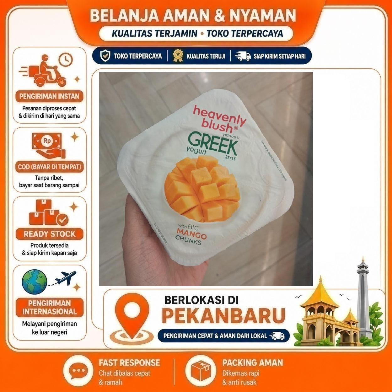 Pekanbaru 100 gr Heavenly Blush Greek Style Yogurt Mango Flavor Yoghurt Rasa Buah Mangga Halal