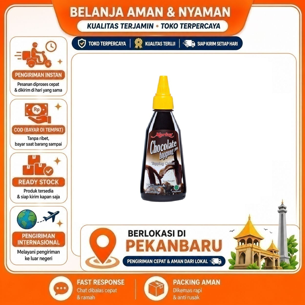 Pekanbaru 350 Gram Mariza Chocolate Topping Cokelat Saus Coklat Saos Makanan Bahan Kue Cake