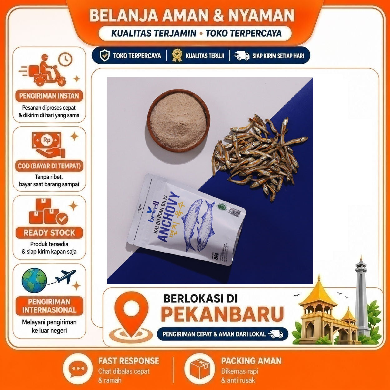 Pekanbaru 80 Gram Bewell Kaldu Ikan Bilis Anchovy Powder Stock Kebutuhan Memasak Bumbu Masak