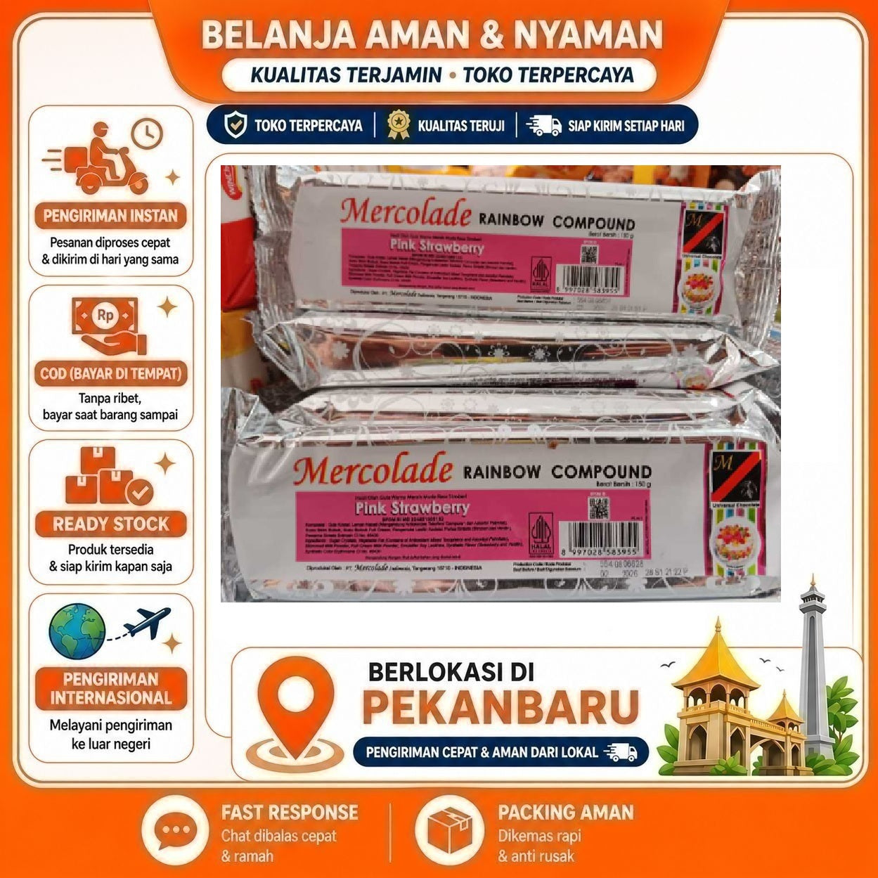 Pekanbaru 150 Gram Mercolade Pink Strawberry Rainbow Compound Warna Merah Muda Rasa Stroberi