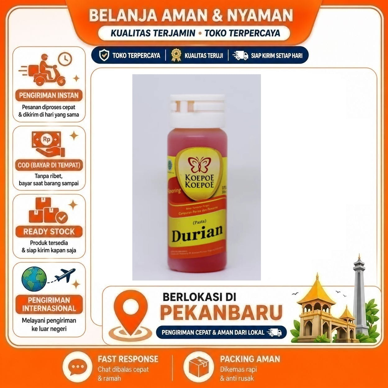Pekanbaru 25ml Koepoe Koepoe Perisa Pasta Durian Bahan Makanan Kue Roti Halal Food Cake Mix