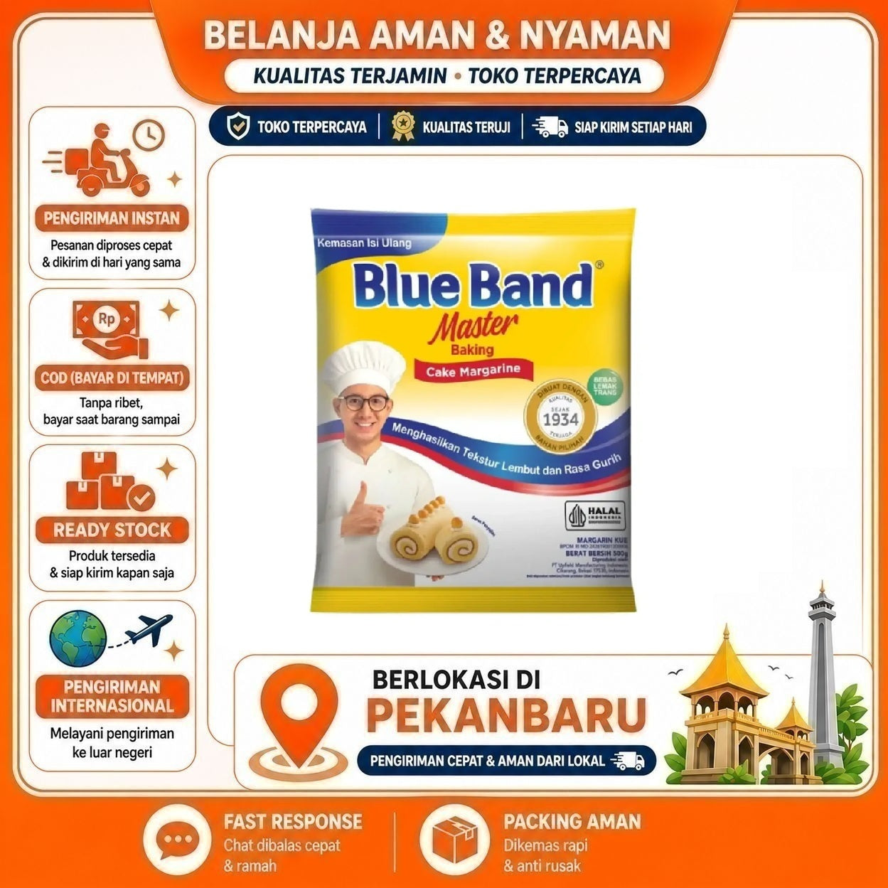 Pekanbaru 500 Gram Blue Band Master Baking Cake Margarine Hasil Kue Tekstur Lembut Rasa Gurih