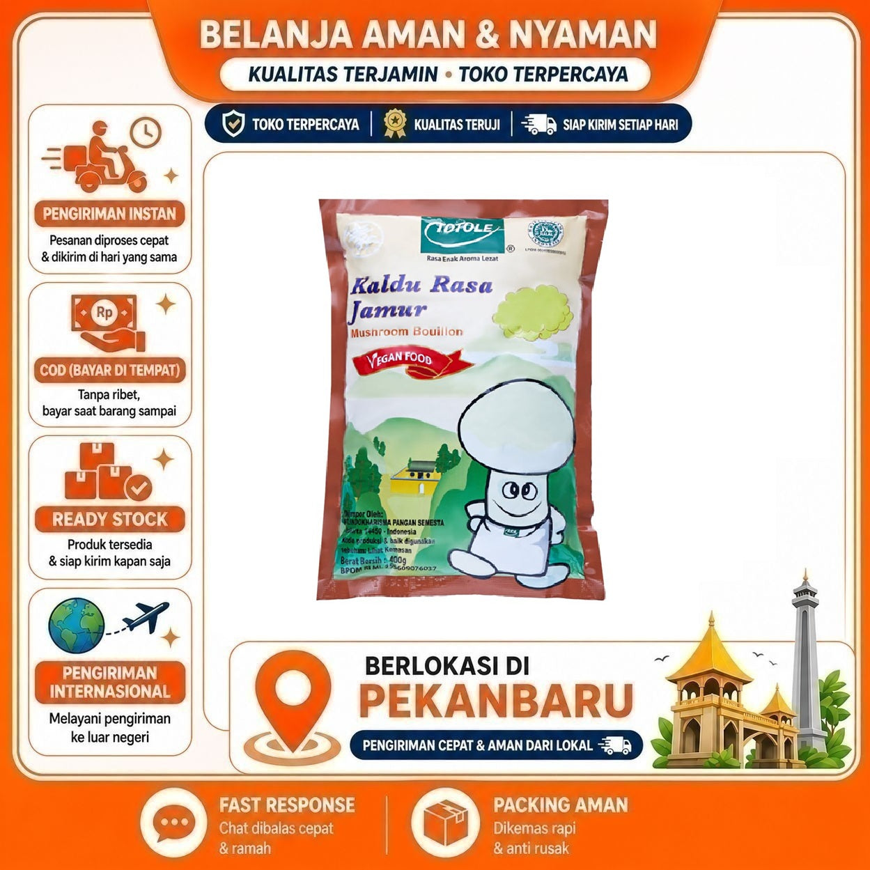 Pekanbaru 400 Gram Totole Kaldu Rasa Jamur Granulated Mushroom Bouillon Bumbu Masak Instan