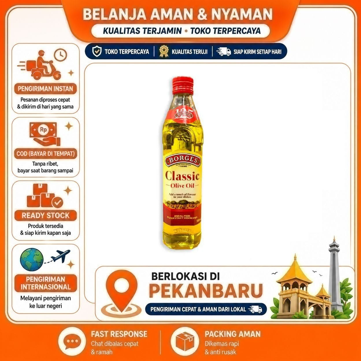 Pekanbaru 500ml Borges Classic Olive Oil Ideal For Everday Cooking Minyak Zaitun Serbaguna