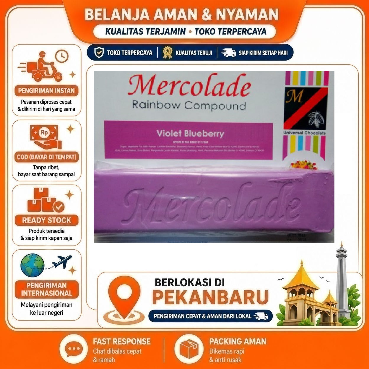 Pekanbaru Mercolade Violet Blueberry 1 Batang Rainbow Compound Potongan Ungu Rasa Blueberi Kue