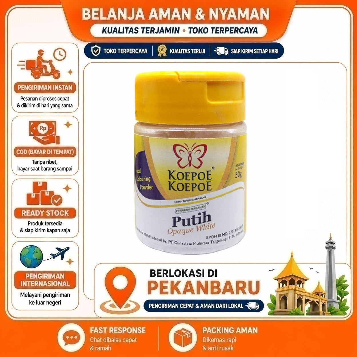 Pekanbaru 50 gr Koepoe Koepoe Pewarna Makanan Putih Warna Opaque White Kemasan Ekonomis Halal
